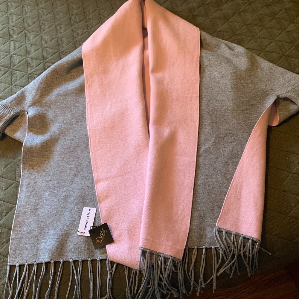 Pink/Gray Reversible Poncho (OS) - NWT